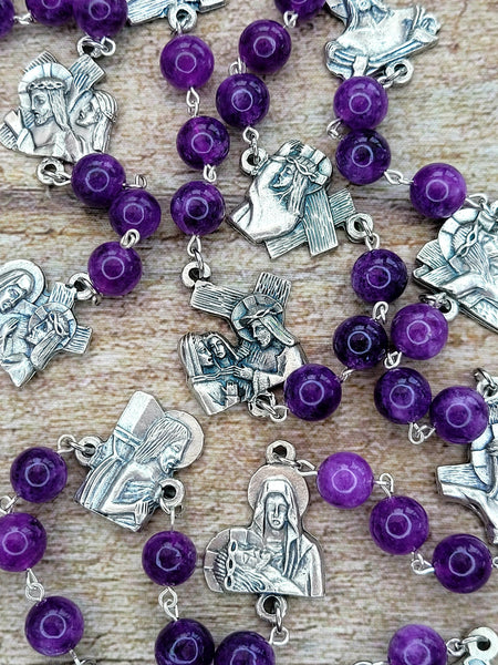 Stations of the cross rosary close up