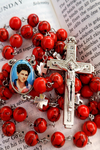Carlo Acutis Rosary red front 