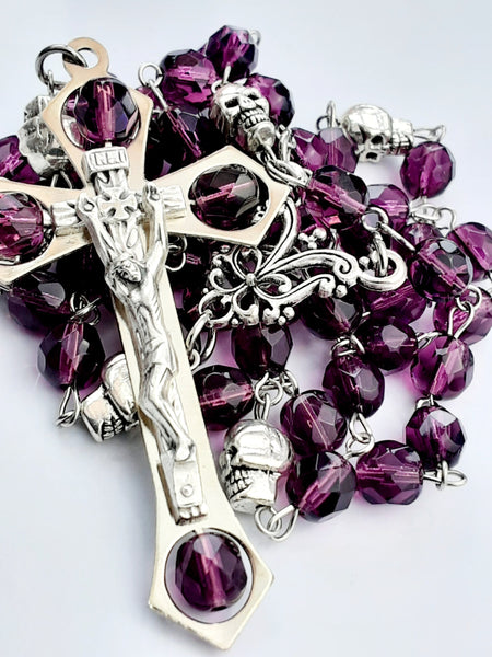 Purple Crystal Memento Mori Rosary