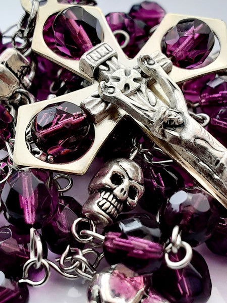 Purple Crystal Memento Mori Rosary