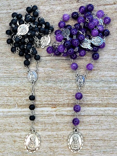 Black purple seven sorrows rosary