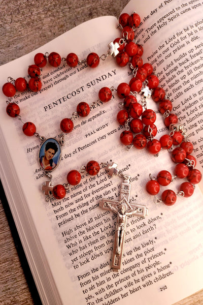 Carlo Acutis Rosary red bible 