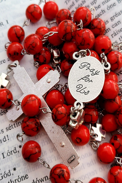 Carlo Acutis Rosary red back 