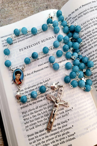 Carlo Acutis Rosary blue bible 