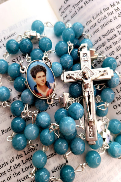 Carlo Acutis Rosary blue front