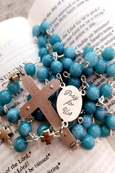 Carlo Acutis Rosary blue back