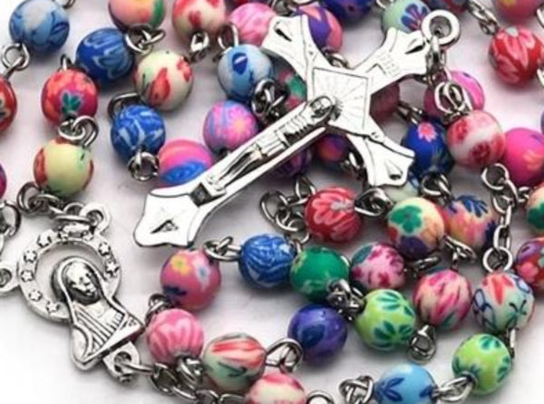 Girls Polymer clay rosary.