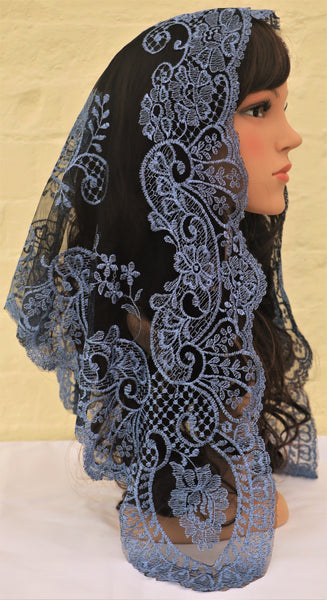 Cornflower Blue Mantilla - Di Clara Catholic Vestments and Gifts