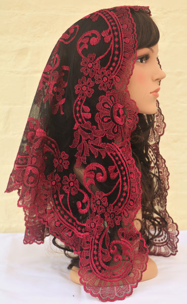 Spanish Cherry Mantilla - Di Clara Catholic Vestments and Gifts