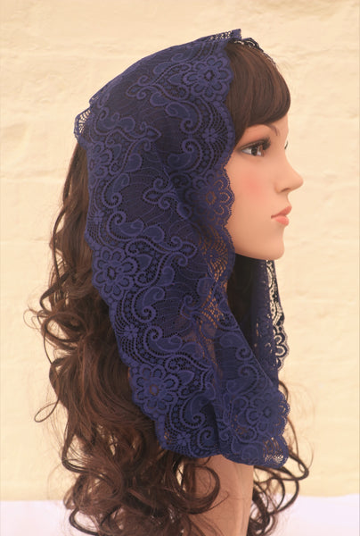 Midnight Blue Mini Mantilla - Di Clara Catholic Vestments and Gifts