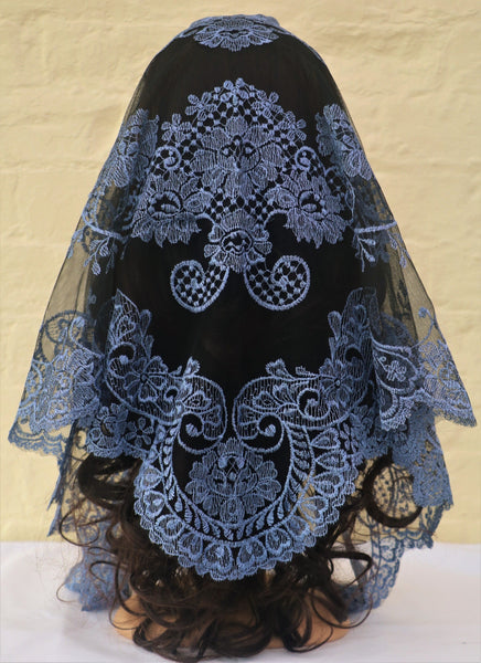 Cornflower Blue Mantilla - Di Clara Catholic Vestments and Gifts