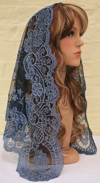 Cornflower Blue Mantilla - Di Clara Catholic Vestments and Gifts