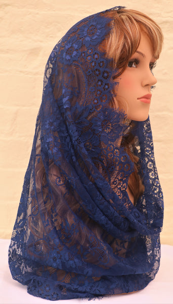 Jewel Sapphire Infinity Mantilla - Di Clara Catholic Vestments and Gifts