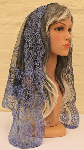 Cornflower Blue Mantilla - Di Clara Catholic Vestments and Gifts