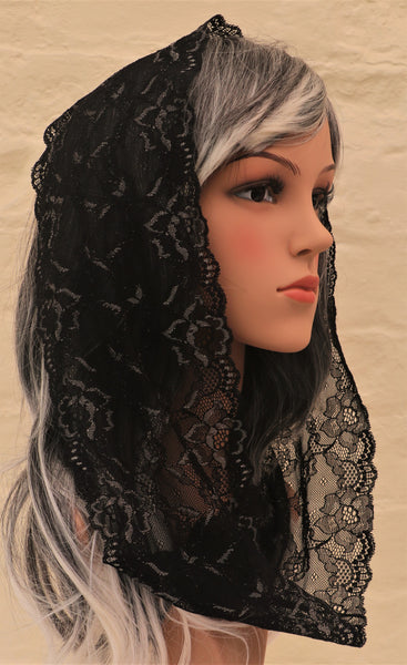 Black and Ivory Mini Mantilla - Di Clara Catholic Vestments and Gifts